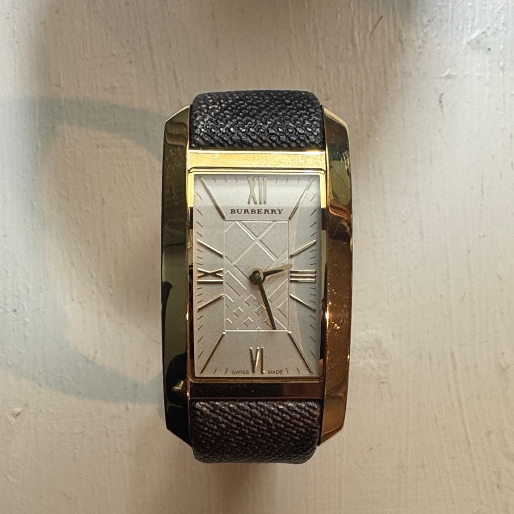Burberry Gold Rectangular Watch - image 1